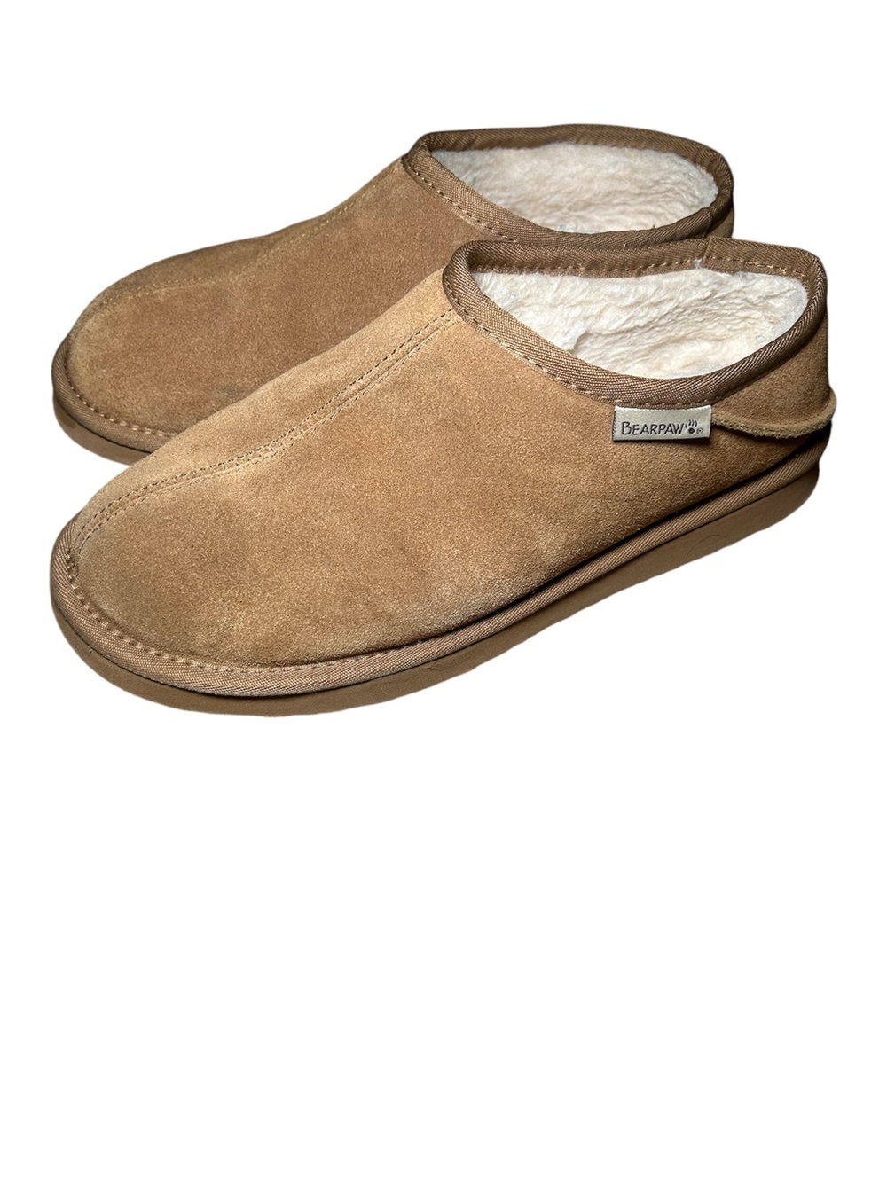 BearPaw Men’s Light Brown Suede Slip-On Loafers 10 Warm Comfort Home Shoes Winte